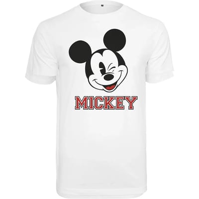 Merchcode Mickey Mouse - Mickey College Heren T-shirt - L - Wit