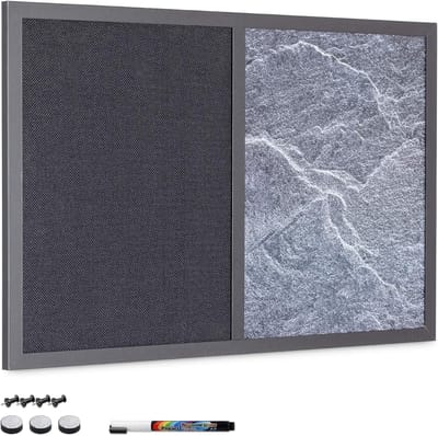 Combinatie Wandbord - Notitiebord Prikbord - Berichten Bewaren - Stof en Magneet - 40 x 60 cm - Zwart