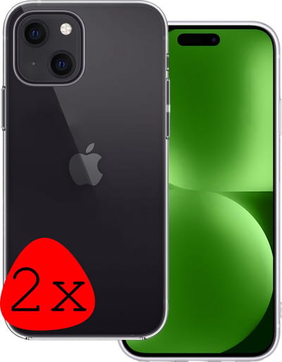 Hoesje 2 Stuks - Geschikt voor Apple iPhone 15 - Sterk & Shockproof - Case Siliconen - Back Cover - Telefoon Hoes - Transparant