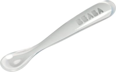 Béaba Siliconen Baby Lepel - Zacht & Ergonomisch - 4+ Maanden - Grijs