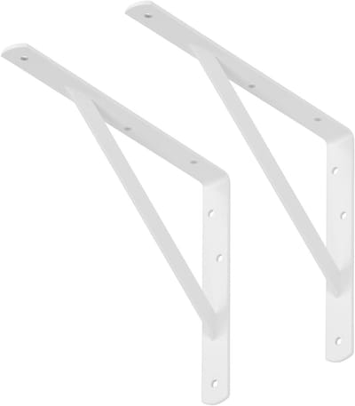 Plankdragers Set - Legbordbeugels Steunen - Planken Bevestigen - Met Stabiliserende Dwarsbalk - 300x225 mm - Wit
