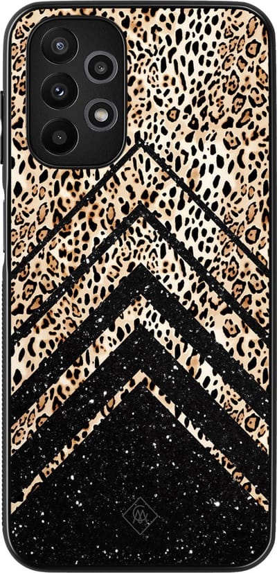 Casimoda® hoesje - Geschikt voor Samsung Galaxy A13 4G - Chevron Luipaard - Zwart TPU Backcover - Luipaardprint - Zwart