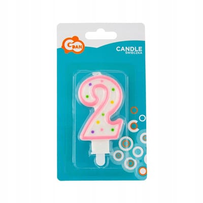 Kaars Cijfer 2 met Stippen - 7,5 cm
