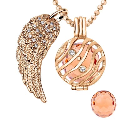 Engelenroeper 18mm Bolhouder met Ketting 90cm en Bolletje - Dames - Roségoudkleurig Golven - EBS18081