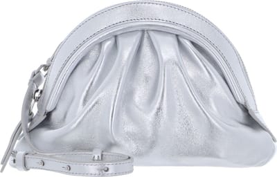 COCCINELLE Leren Schoudertas Cheek Smooth Crossbody Silver Zilverkleurig
