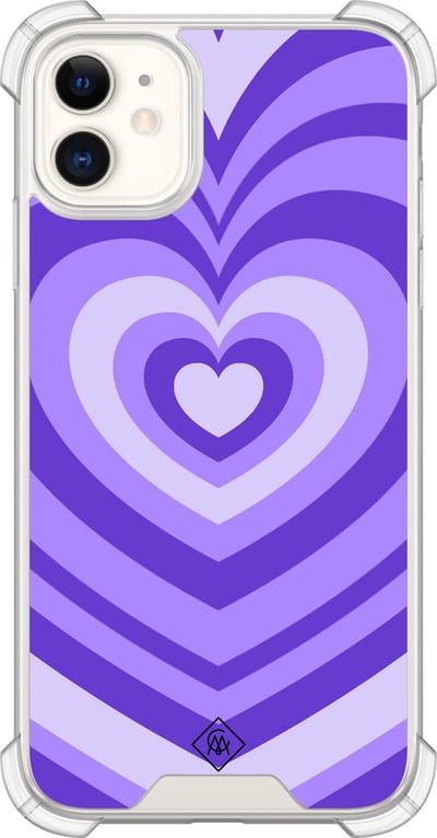 Casimoda® hoesje - Geschikt voor iPhone 11 - Hart Swirl Paars - Shockproof case - Extra sterk - Siliconen/TPU - Paars, Transparant