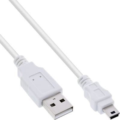 InLine® USB 2.0-minikabel, USB A male naar mini B male 5-pin, wit, 1m