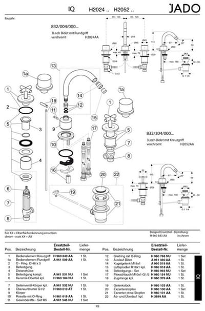 Ideal Standard JADO perlator kpl., H960918AA, Chroom, H960918AA