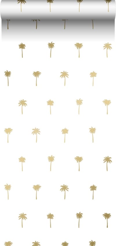 ESTAhome behang palmbomen wit en goud - 53 cm x 10.05 m - 139158