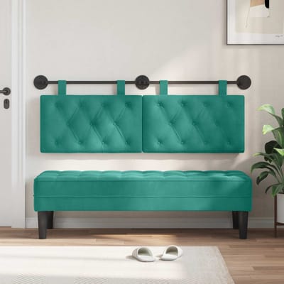 vidaXL - Hangend - hoofdbord - Turquoise - Fluweel