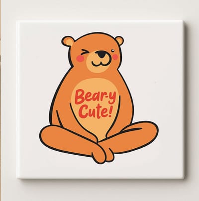 Beary Cute Beer Tegel – 15x15 cm Schattige Keramische Wanddecoratie – Lief Dierontwerp & Perfect Cadeau voor Kinderen of Berenliefhebbers