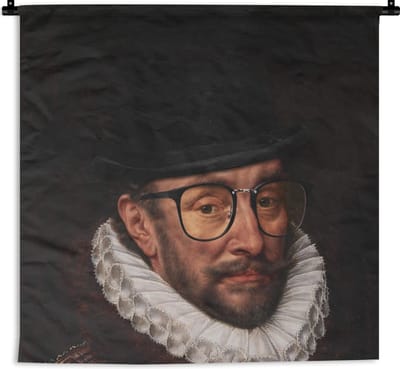 Wandkleed - Wanddoek - Willem van Oranje - Kunst - Bril - 90x90 cm - Wandtapijt