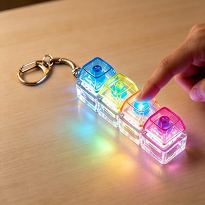 NIEUWE LED Toetsenbord Sleutelhanger Fidget Speeltjes Kristallen Clicker Sensorisch Speeltje voor Stressverlichting Toetsenbord Sleutelhanger Fidget Speeltje voor Volwassenen Kinderen white