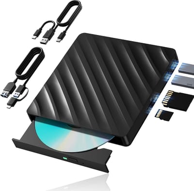 Draagbare 5-in-1 Externe Blu-ray Drive: USB-C Brander & Speler met SD/TF Kaartlezer