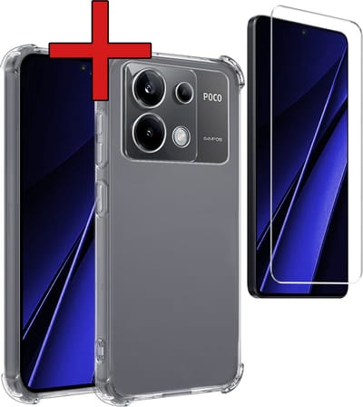 Hoesje - Met Screenprotector - Geschikt voor Xiaomi Poco X6 5G - Sterk & Shockproof - Back Cover - Siliconen Case - Telefoon Hoes - Shock Proof - Telefoonhoes - Transparant