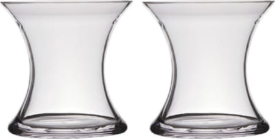Set van 2x stuks transparante stijlvolle x-vormige vaas/vazen van glas 15 x 15 cm - Bloemen/boeketten vaas voor binnen gebruik
