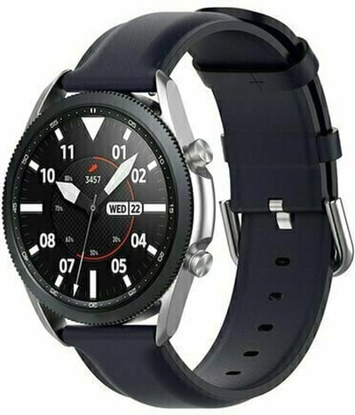 By Qubix - 22mm - Classic leren bandje - Donkerblauw - geschikt voor Huawei Watch 3 / 4 / 5 (pro) - 46mm & geschikt voor Huawei Watch GT / GT 2 / GT 3 (pro) / GT 4 (pro) / GT 5 (pro) / GT 6 (pro) 46mm / Ultimate / Ultimate 2