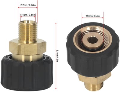 Dailygoods - Hogedrukreiniger Adapter - Vervangstukken voor Hogedrukreinigers - Messing Kwaliteit - G1/4in Naar M22x1.5mm - Compact Ontwerp - Geschikt...