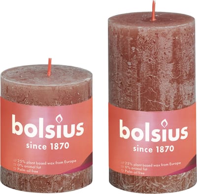 Bolsius - Rustieke Stompkaarsen 130/68 - Suede Brown - 6 stuks