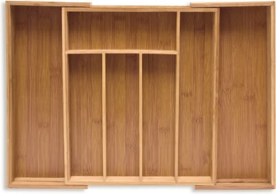 bestekbak uitschuifbaar - bamboe - 5,5 x 39 x 35,5 cm - bestek organizer keukenlade