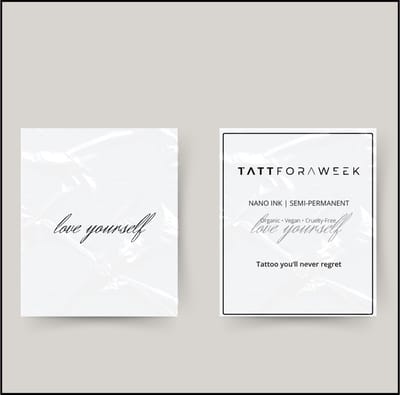Tijdelijke tattoo love yourself | Neptattoo volwassenen | Tijdelijke tattoo voor volwassenen | Temporary tattoo | Plaktattoos voor volwassenen | Neptattoos | Probeer zorgeloos een tattoo | tattforaweek
