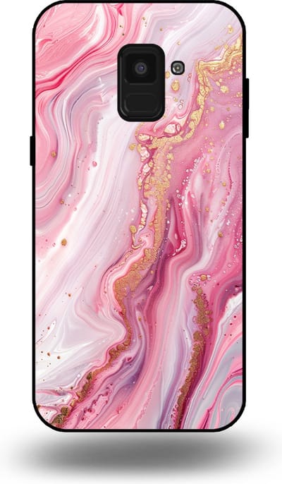 Smartphonica Telefoonhoesje geschikt voor Samsung Galaxy A8 2018 met marmer opdruk - TPU backcover case marble design - Roze geschikt voor Samsung Galaxy A8 2018