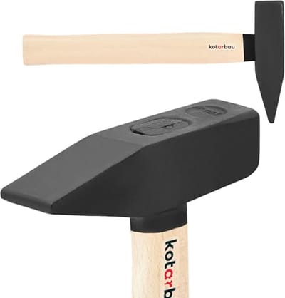 KOTARBAU® Voorhamer, 0,7 kg, Sloophamer, Staal, Slotenhamer, Ergonomisch, Zware, Hamer Voor Sloopwerk, Slotenmaker Hamer, Sloophamer Met Houten Steel, 28,5 cm, Zwart Natuurlijk