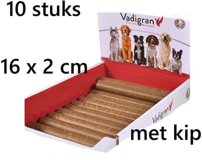 vadigran hondensnacks - 10 stuks MEGA-STICKS MET KIP - 16 cm x 2 cm - als beloning of als deel van gebalanceerde voeding . gewoon lekker