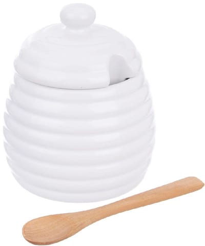 Orion WHITELINE - Porseleinen Honingpot - 340 ml - Met Lepel