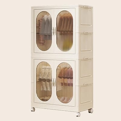Kinder Garderobekast - Opbergkast Kinderkamer - Kleding Opbergen - Met Wielen - 65cm - Wit