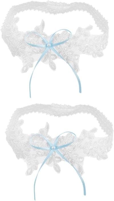 Bruidskousenband Set - Kanten Band - Bruiloft Accessoire - Verstelbaar Design - 20 cm - Wit