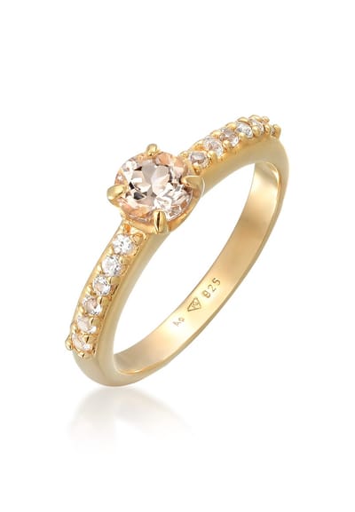 Elli PREMIUM - Ring - Dames Verlovingsring Elegant met Topaas en Morganiet in 925 sterling zilver verguld - Dames