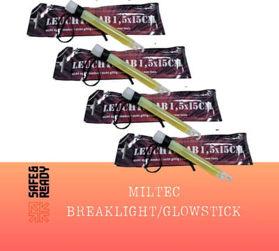 4 x Mil-Tec Professionele Breaklights - Glow sticks - Branden 8 tot 12 uur !!! - Outdoor - Survival - Noodpakket