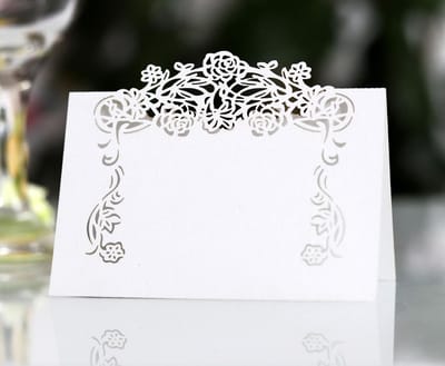 Allecto - Tafelkaarten - Plaatskaarten voor Bruiloft - Lege Naamkaarten voor Schrijven - Retro Bloemen - Feestdecoratie - Geschikt voor Bruilofte