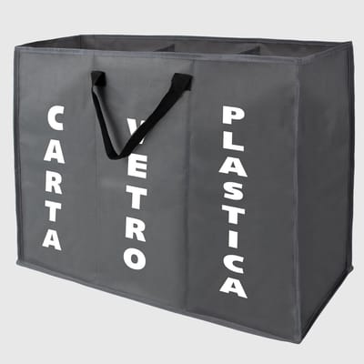 SnelShoppen - Ecobag Afvalscheidingstas met 3 Compartimenten voor Glas, Papier en Plastic - Ruimtebesparend, Waterdicht Polyester, 60 x 32 x 48 cm - I
