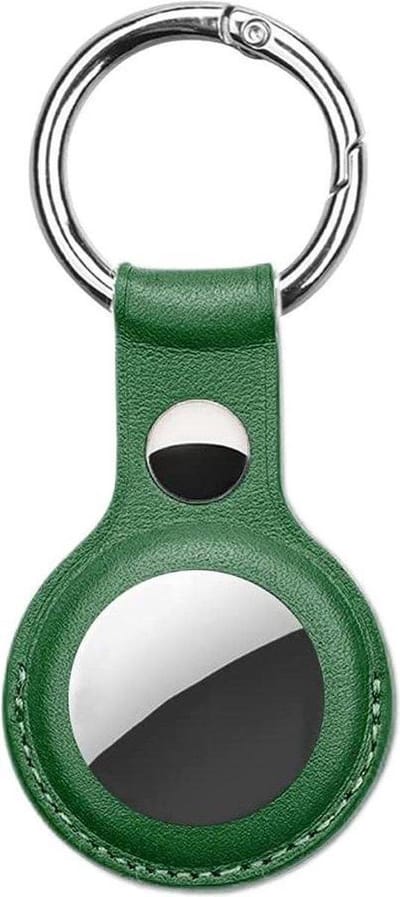 Jumada's - Premium Airtag Lederen Sleutelhanger Geschikt voor Apple Air tag -hoesje - Groen