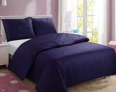 Homéé dekbedovertrekset Achten streep katoen satijn marineblauw eenpersoons 140x200/220 cm + 1 sloop