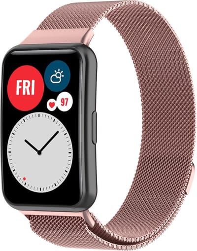 Strap-it Luxe Milanese band - Milanees bandje geschikt voor Huawei Watch Fit / Huawei Watch Fit New - rosé pink