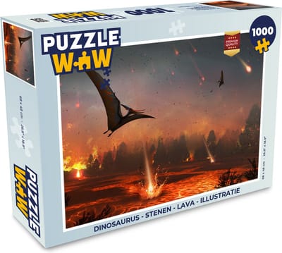 Puzzel Dinosaurus - Stenen - Lava - Illustratie - Kinderen - Jongens - Kind - Legpuzzel - Puzzel 1000 stukjes volwassenen