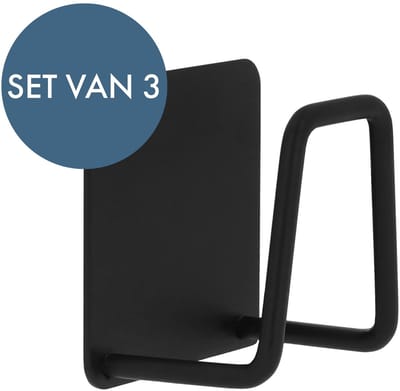 QUVIO Sponshouder - Zelfklevend - Wandmontage - RVS - Keuken - Waterbestendig - Aanrecht organizer - Voor aan de muur - Voor aan de gootsteen - Zwart - 4 x 5 x 5 cm - Set van 3