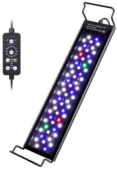 LED Aquarium Verlichting 18W Volledig Spectrum, 24/7 Lamp met 9 Kleuren en 10 Dimbare Helderheden voor Zoetwateraquaria 45-60 cm