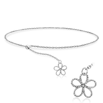 Joy|S - Zilveren bloem bedel armband - verstelbaar - voor jong volwassenen / kinderen