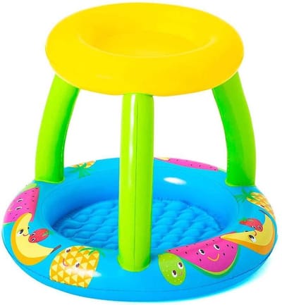 Peuterzwembad - opblaasbaar - 2+ - fruitthema - met schaduwdakje - 91x91cm - PVC - 26l
