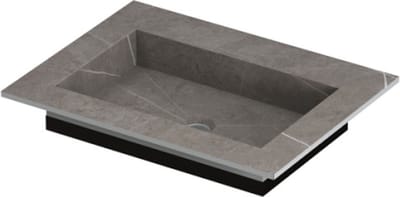 INK Post wastafel in keramische slab met envelop bodem zonder kraangat 60x45x1cm, armani grey mat