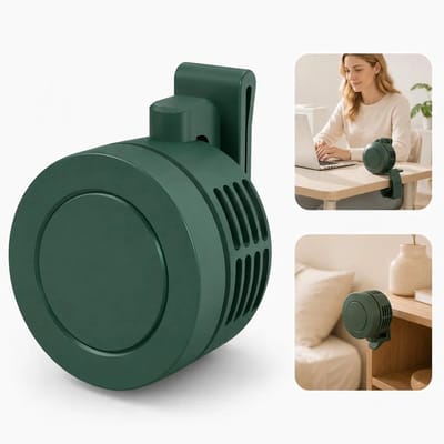 Mini ventilator zonder bladen, draagbare USB-ventilator, kan om de nek of taille worden geklemd zodat u uw handen vrij hebt, 3 windsnelheden, stille werking, oplaadbaar, 360° draaibaar, groen.