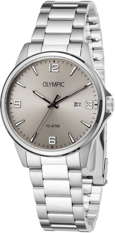 Olympic OL26HSS319 Glenn Heren Horloge - Mineraalglas - Staal - Zilverkleurig - 40 mm breed - Quartz - Vouw/Vlindersluiting - 10 ATM (zwemmen)