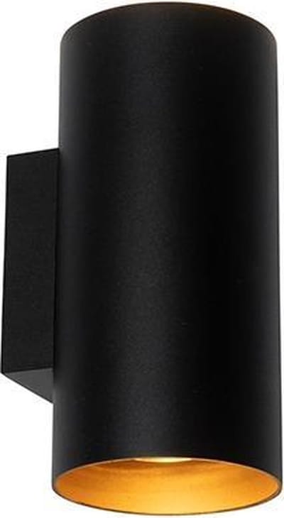 QAZQA sab - Design Wandlamp Up Down voor binnen - 2 lichts - D 11.4 cm - Zwart Goud - Woonkamer | Slaapkamer | Keuken