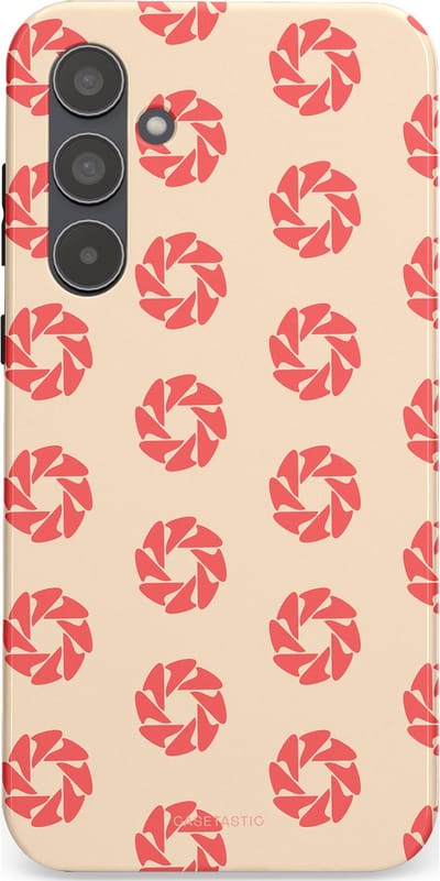 Casetastic hoesje geschikt voor Samsung Galaxy A55 - Dubbellaagse bescherming - Peach Bloem Cirkels - Fashion Case - Crème Koraal Perzik