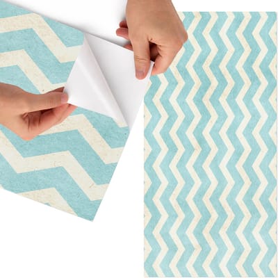 Tulup Meubelfolie - Zigzagpatroon Meubel Wrap Folie - 65x130 cm - Blauw Meubelfolie - Meubel Wrap Folie - Retro Meubelfolie - Plakfolie Meubels - Keuken decoratie - Achtergronden en patronen
