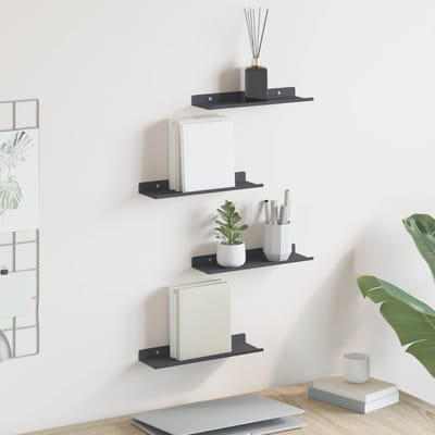 vidaXL - Zwevende - plank - 4 - st - Antraciet - 30 - x - 9 - x - 2,5 - cm - Staal